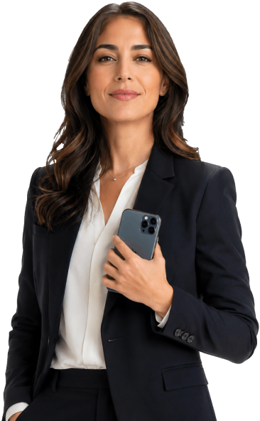 Legal professional holding a phone