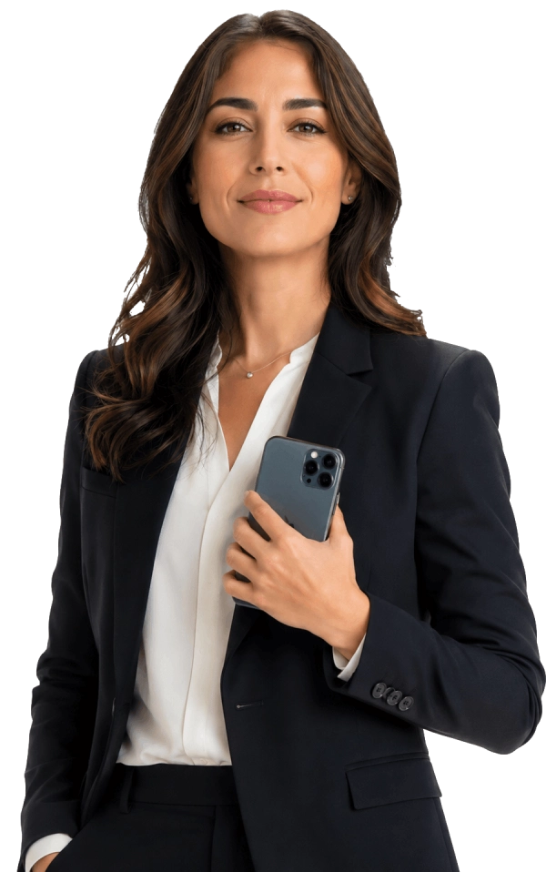 Legal professional holding a phone